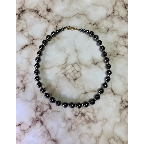 9Vintage Hematite 14k Necklace | Maximalist Hematite Jewelry |Protective Jewelry - Picture 3 of 7